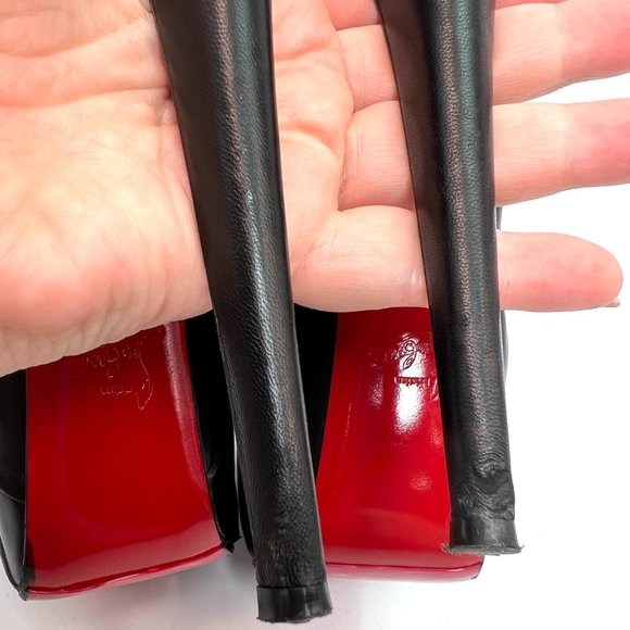 Christian Louboutin Drapesse 160 Black Leather Heels 40.5 - Picture 9 of 11